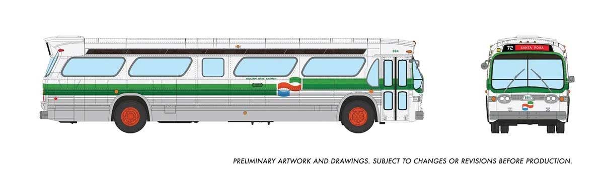 Mid-1960s - 1980s Suburban New Look Bus - Lighted - Assembled -- Golden Gate Transit #884 (white, green silver)