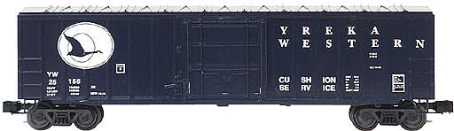 50' Plug Door Boxcar 3-Rail w/Plastic Trucks -- Yreka Western