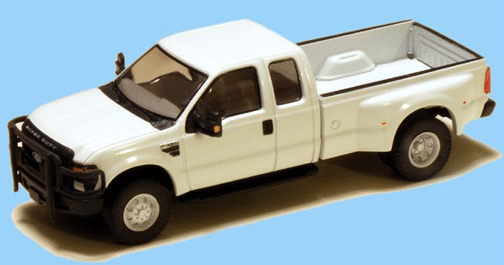 2008 Ford F-350 Super Duty 4X4 Dual Rear Wheels w/Super Cab & Long Box -- MOW White, Black Grille & Bumpers, 18" Argent Wheels-1
