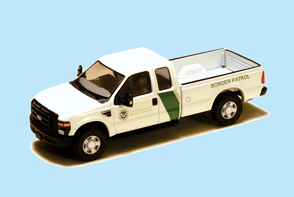 2008 Ford F-250 Super Duty 4X4 Pickup Truck w/Super Cab & Long Box -- US Border Patrol/Homeland Security (white, green)