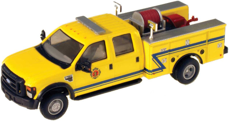 Ford F-550 XLT Dual Rear Wheel Crew-Cab Brush Fire Truck - Assembled -- Yellow, Blue Z Stripe