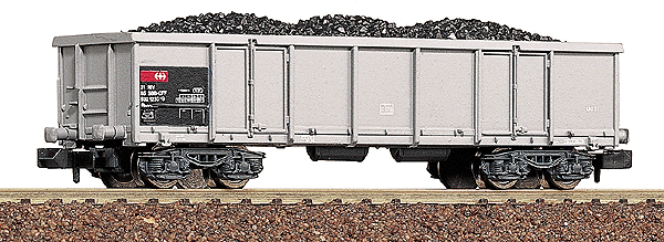 Open Goods Wagon: Swiss Federal Railways -- SBB Era V (gray w/New Logo On Black Black Background)