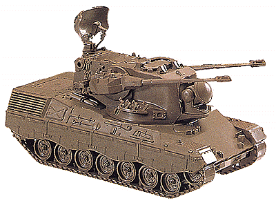 Mini-Tanks Military Modern German Army Armored Vehicles -- "Gepard" (Cheetah) Anti-Aircraft Unit w/Twin 35mm Cannon & Targeting Radar