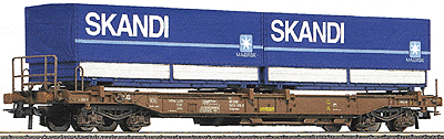 Standard Well Flatcar Era V -- DSB w/2 Interchangeable Containers "Skandi"