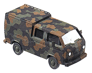 Mini-Tanks Military - German Federal Army (BW) Light Trucks -- VW T3 Dual Cab w/Special Body Army Fire Service (camouflaged)