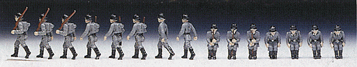 Mini-Tanks Military - Former German Army WWII - Figures -- 8 Marching, 7 Seated - Hand-Painted Set