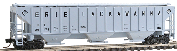 4740 Cubic Foot PS-2CD 3-Bay Covered Hopper - Assembled - Single Car -- Erie Lackawanna w/Micro Trains Trucks & Couplers
