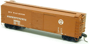 X-29 Boxcar 1928 w/Dreadnaught Ends -- Pennsylvania Railroad "Buy War Bonds" (Pennsy Red)