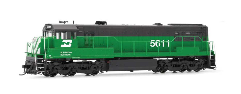 GE U25C - ESU LokSound 5 and DCC -- Burlington Northern #5611 (Cascade Green, black, white)