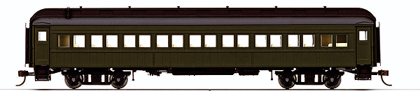 60' Heavyweight Coach -- Unlettered, Painted Pullman Green