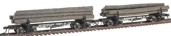 Skeleton Log Car - 2 Pack; Ready-to-Run -- Weyerhaeuser Timber
