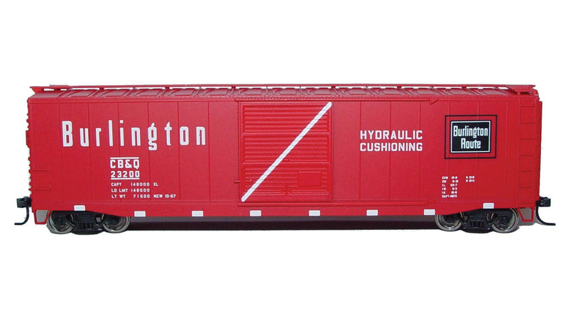 50' Single-Door Boxcar w/Roofwalk - Ready to Run -- Chicago, Burlington & Quincy #23266 (Chinese Red, white, Door Stripe)