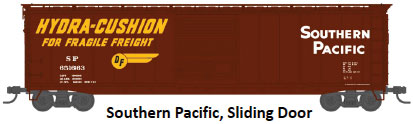 50' Sliding-Door Boxcar with Roofwalk - Ready to Run -- Southern Pacific 651400 (Boxcar Red, yellow, white, Hydra Cushion Markings)