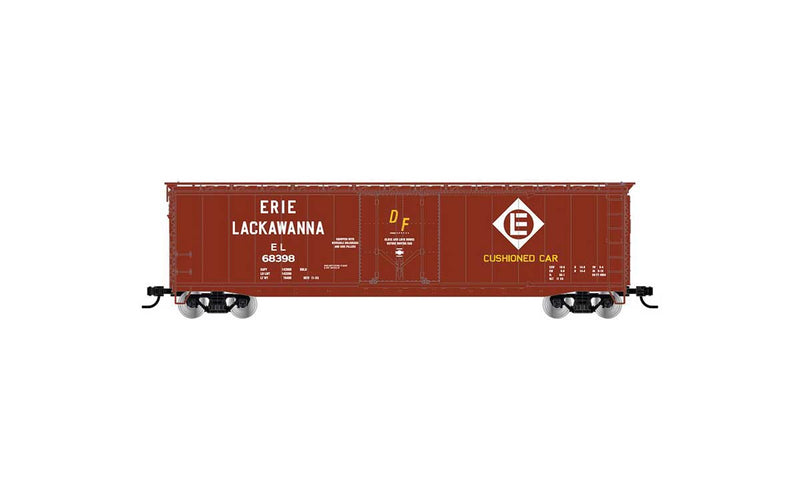 50' Plug-Door Boxcar w/Roofwalk - Ready to Run -- Erie Lackawanna #68396 (Boxcar Red, white, Cushion Car Markings)