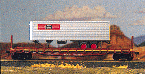 GSC 53' 6" Flatcar w/35' Horizontal Corrugated Trailer -- TOFC Rock Island (Freight Car Red w/white letters)