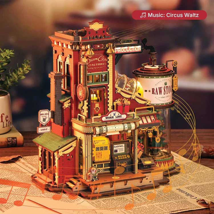 ROKR Christmas Dream Gift Factory Wooden Music Box EAB01 -- 3-D Laser-Cut Wood Puzzle-2