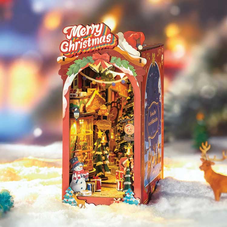 Rolife Christmas Street DIY Book Nook TGC06 -- 3-D Laser-Cut Wood Puzzle-1