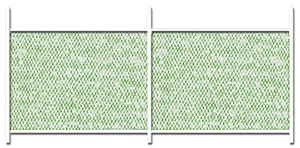 Chain Link Fence Set -- 16" Long x 1 1/4" High (white plastic, green link mesh)