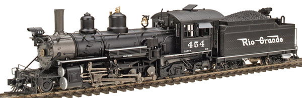 Blackstone Models(TM) Steam DRGW K-27 w/Inboard Valves; Powered w/DCC & Sound -- #454 Flying Rio Grande, Switcher Pilot/Tender Steps, Backup Light