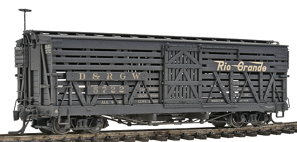 Blackstone Models(TM) 5500 Series 30' Stock Car - Weathered -- Denver & Rio Grande Western #5722 (Flying Grande Herald)