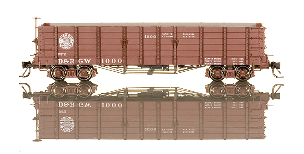 Blackstone Models(TM) High Side Gondola, Freshly Shopped Paint Scheme -- Denver & Rio Grande Western #1000 (Moffat Tunnel Herald)