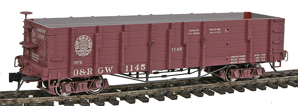 Blackstone Models(TM) High Side Gondola, More Sun-Faded Paint Scheme -- Denver & Rio Grande Western #1145 (Moffat Tunnel Herald)