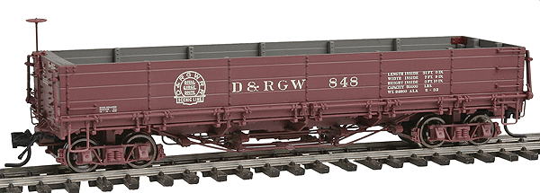 800-Series Drop Bottom Gondola, Non-Weathered - Assembled -- Denver & Rio Grande Western #848 (Faded, Royal Gorge Route Logo)