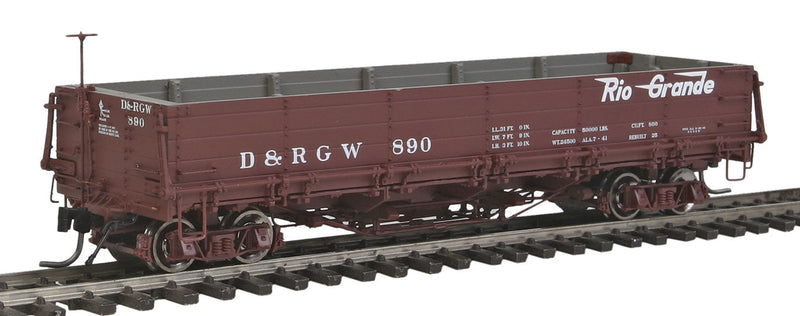 800 Series Drop-Bottom Gondola - Ready to Run - Blackstone Models(TM) -- Denver & Rio Grande Western #890 (Boxcar Red, Flying Grande Logo)
