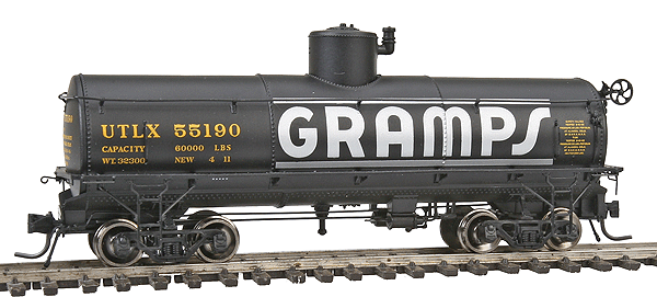 Blackstone Models(TM) DRGW Frameless Tank Car - Ready to Run -- Union Tank Line UTLX #55190 (black, yellow Lettering, Gramps Logo)