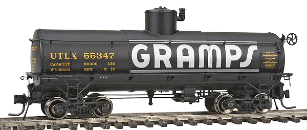 Blackstone Models(TM) DRGW Frameless Tank Car - Ready to Run -- Union Tank Line UTLX #55347 (black, yellow Lettering, Gramps Logo)