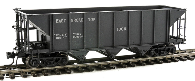 East Broad Top 3-Bay Hopper - Ready to Run - Blackstone Models(TM) -- East Broad Top #1000 (Weathered, black, 1930s-Era Lettering)