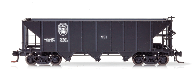 East Broad Top 3-Bay Hopper - Ready to Run - Blackstone Models(TM) -- East Broad Top #951 (black, 1940s-Era Lettering & Logo)