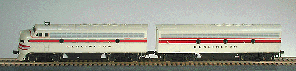 Diesel EMD F3 Phase IV A (Powered) & B (Dummy) Set -- Chicago, Burlington & Quincy (Faded) Double Nose Headlights on A Unit Only