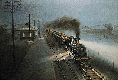Railroad Art Print - Great Trains of America Collection -- Illinois Central "6.6 Miles from Destiny" (19 x 13" Image - 22 x 16" Ove