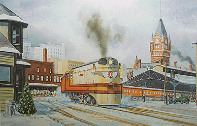 Railroad Art Print - Great Trains of America Collection -- MILW "Hiawatha Holiday" (19 x 13" Image - 22 x 16" Overall)