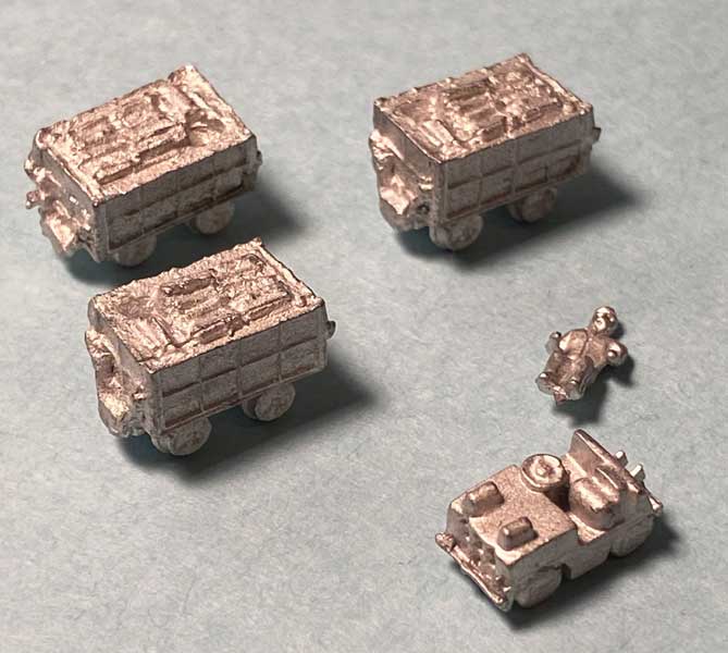 Tile Wagon Train - Cast-Metal Kit -- Critter Locomotive, Driver, 3 Cars (unpainted)-2