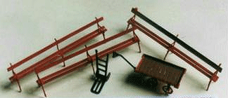 Shire Scenes Scenery Detail - Kit (Etched Metal) -- Plank Benches & Carts (8 Pieces)