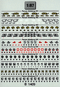 TL Decal - Former German Army WWII (1935-1942, 1943-1945) -- 501st-510th Panzer Squandron Insignia ("Tiger" Tank Units)