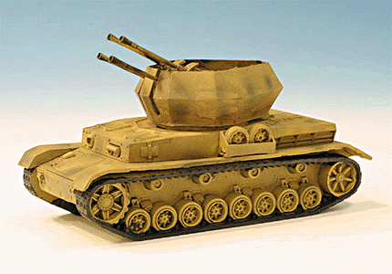 Former German Army WWII - Armored Fighting Vehicles -- FlakPz Wirbelwind (Whirlwind) with Quad 2cm Anti-Aircraft Cannon