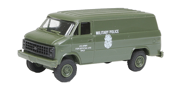 Chevy Van - Emergency - Police Vehicles -- United States Military (green, White Markings)-1