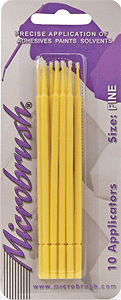 Microbrush Applicator Brushes - pkg(10) -- Fine (yellow)