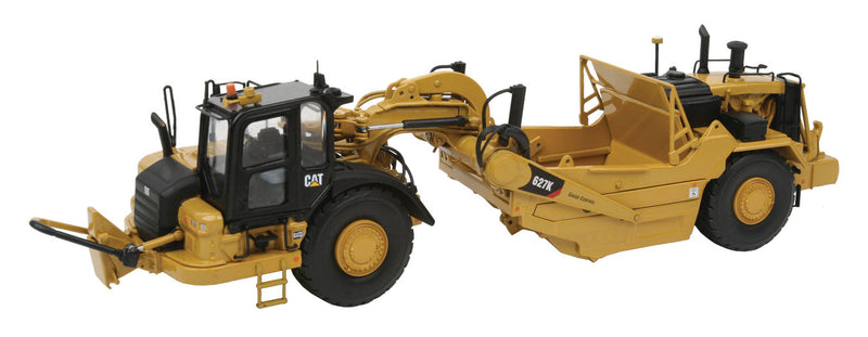 Cat 627 Wheel Scraper -- Yellow, Black