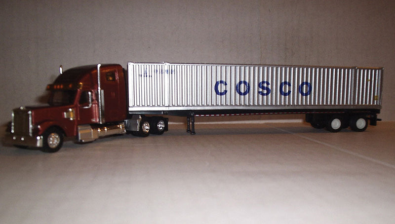 Coronado Sleeper-Cab Tractor w/53' Container Chassis & Load - Assembled -- Bronze