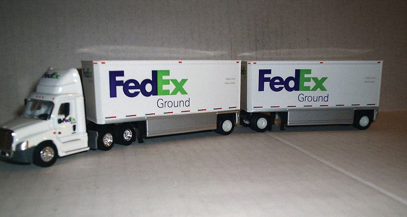 Cascadia Day-Cab Tractor w/2 Drop-Deck Trailers - Assembled -- FedEx Ground