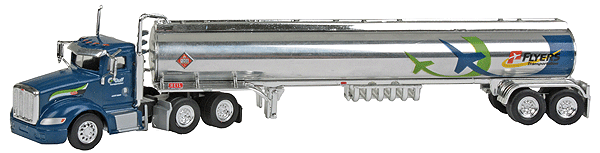 Semi Truck Peterbilt 386 Day Cab w/Heil Gasoline Tanker Trailer - Assembled -- Gulf Transport (blue, gray)
