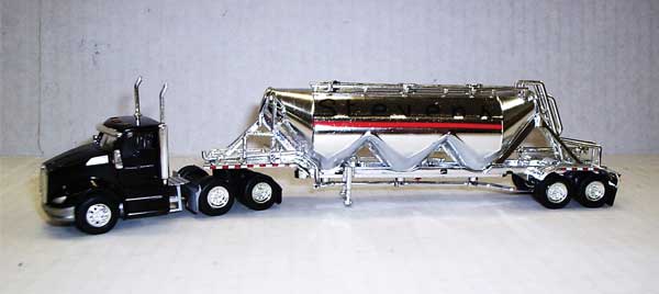 Kenworth T680 Day Cab Tractor w/Pneumatic Bulk Trailer - Assembled -- Steve's Transport (black, red, chrome)
