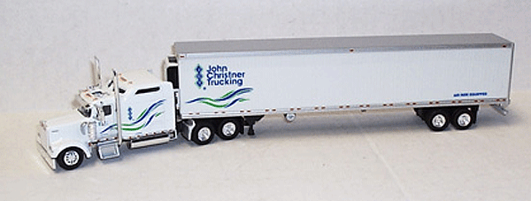 Kenworth W900 Semi Tractor w/53' Reefer Trailer - Assembled -- John Christner (white, blue, green)