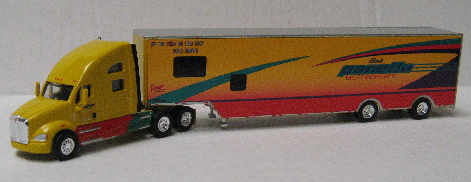 Kenworth T700 w/Racing Trailer - Assembled -- Panella Motorsports (yellow, green)