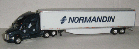 Kenworth T700 Tractor w/53' Reefer Van Trailer w/Van Skirt - Assembled -- Normandin (black Trailer, white, black Trailer)