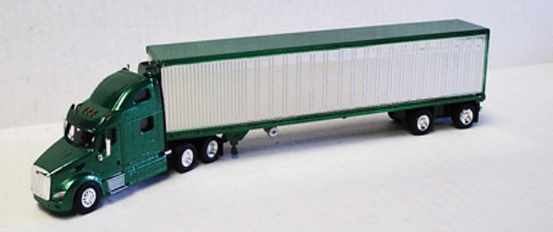 Peterbilt 587 w/53' Chrome Spread Axle Reefer Van - Assembled -- Green